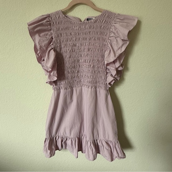 Nasty Gal Mini Dress Pink Ruffled Hem and sleeve size 8 - Picture 4 of 14